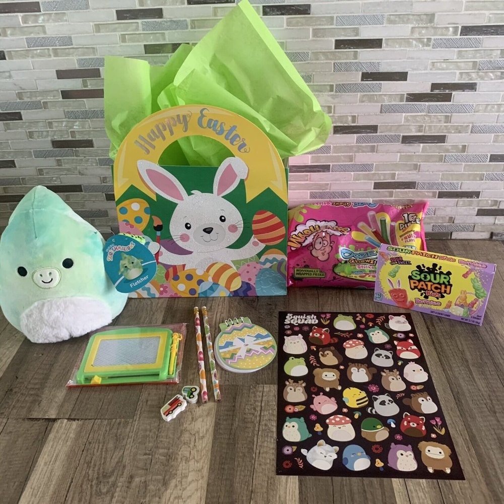 Squishmallows Easter Gift Bag, with Plush 8" Candy, toys, Stickers goodies